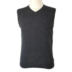 Joseph Abboud Sweater Vest Mens Medium Gray Merino Wool Pullover Classic Knit